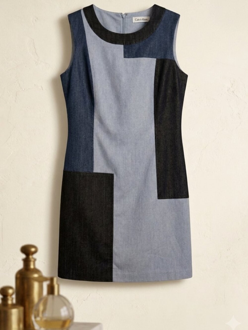Calvin Klein Patchwork Colorblock Mod Shift Dress